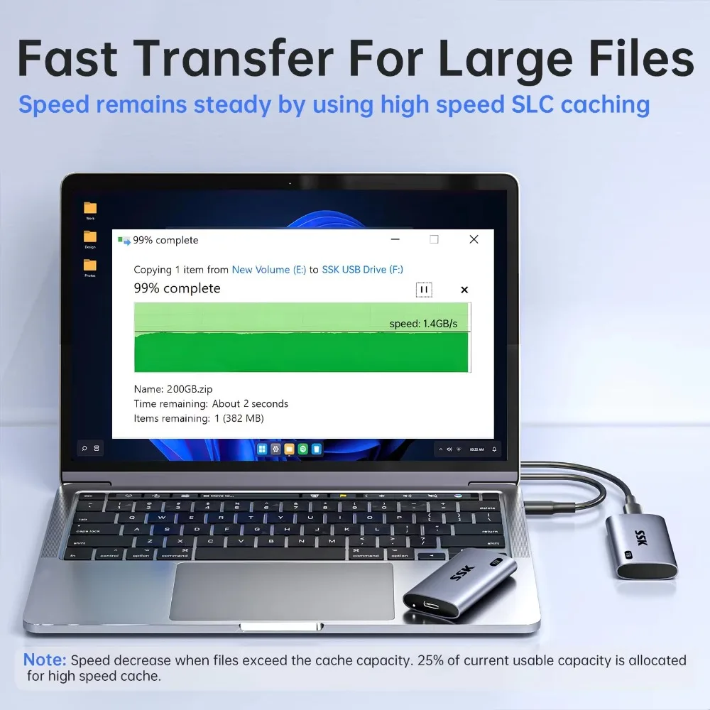 SSK 외장 하드 드라이브 휴대용 SSD 최대 2000MB/s 고속 휴대용 솔리드 스테이트 드라이브 500G 1T 2T 노트북 데스크탑 게임 콘솔용