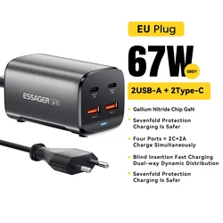 Essager 100W GaN Desktop Fast Charger - 4 - in - 1 Adapter - 67W EU Plug