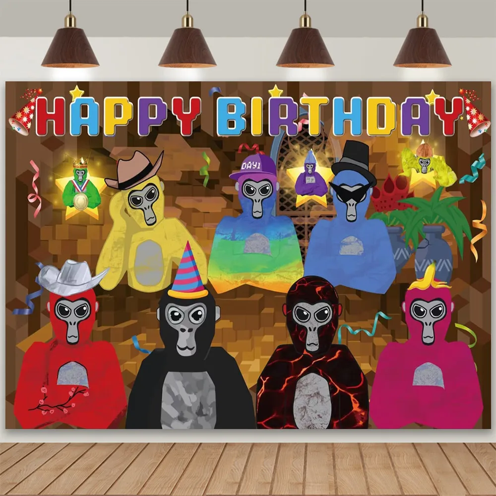 Gorilla Tag Thema Kinder Geburtstag Party Dekor Einweggeschirr Tier Gorilla Teller Servietten Babyparty Banner Hintergrund Geschenke – Detail 21