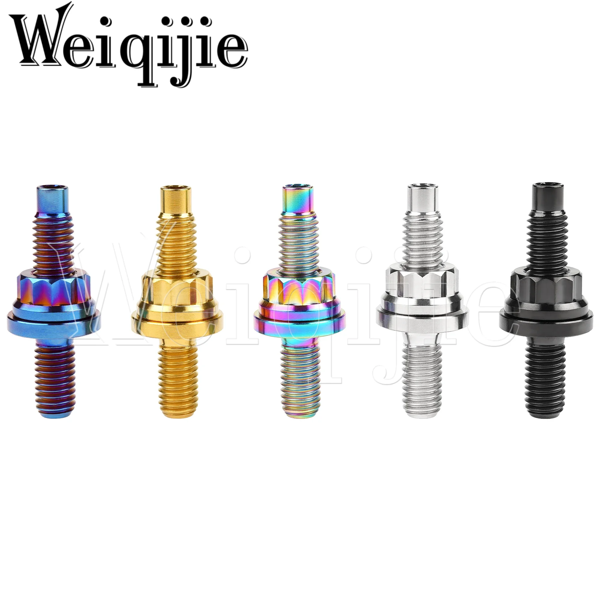 Weiqijie 티타늄 볼트 M8x45/55/65mm M10x45/54mm 합금 자동차 배기 매니폴드 스터드 볼트 너트 와셔 키트 세트