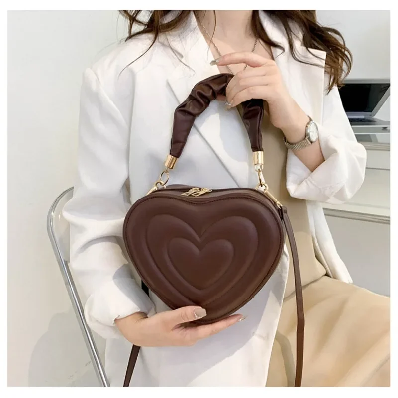 Fashion Love Heart Shape Shoulder Bag Small Handbags Designer Crossbody Bags For Women Solid Pu Leather Top Handle Bag bolsa