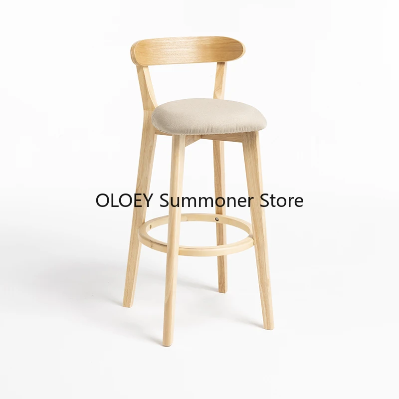 

Скандинавский семейный стул из массива дерева, современный простой высокий стул, барный стул для магазина молочного чая, передний стул, скандинавский барный стул
