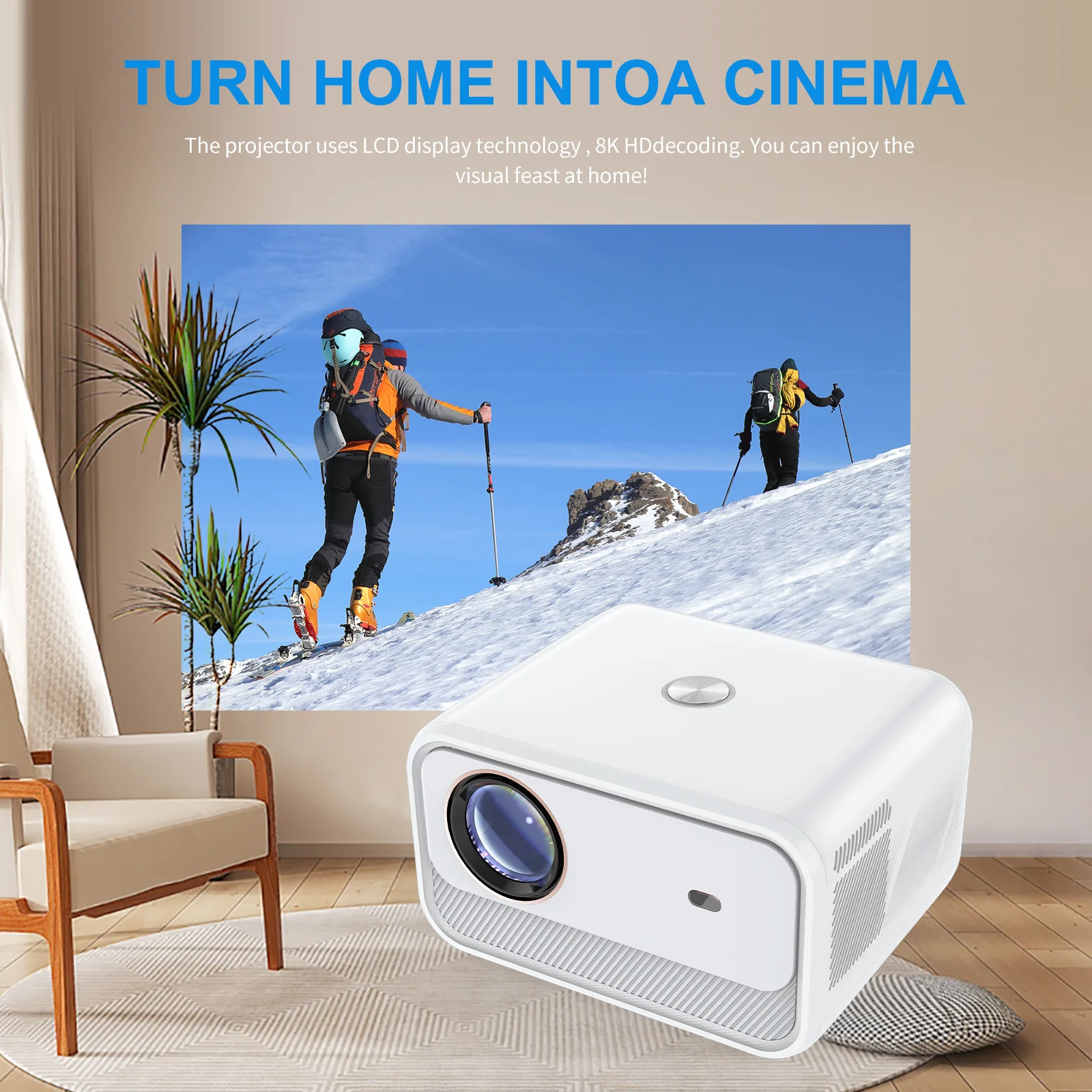 Portable Android 9.0 CY900 Projector 1920*1080P 300ANSI BT5.0 Smart WIFI Projectors