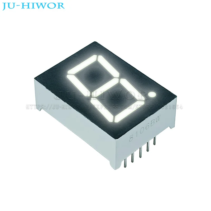 10pcs 10Pins 8106AW 8106BW 0.8 Inch 1 Digit Bits 7 Segment White LED Digital Display Digitron Common Anode Cathode C A C C led digital tube display