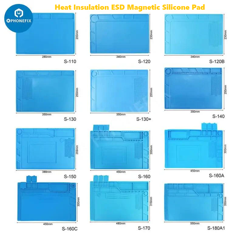 Multi-function Heat Insulation ESD Magnetic Silicone Pad Soldering Mat for Phone Motherboard Parts Repair Platform Hand DIY Tool