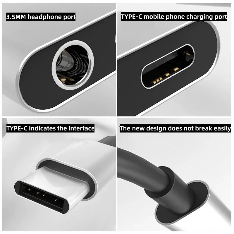 2 in 1 Audio Adapter Type C To 3.5mm Jack Charging Aux OTG Adapter For Samsung Xiaomi 12 Huawei Wired Earphone Converter