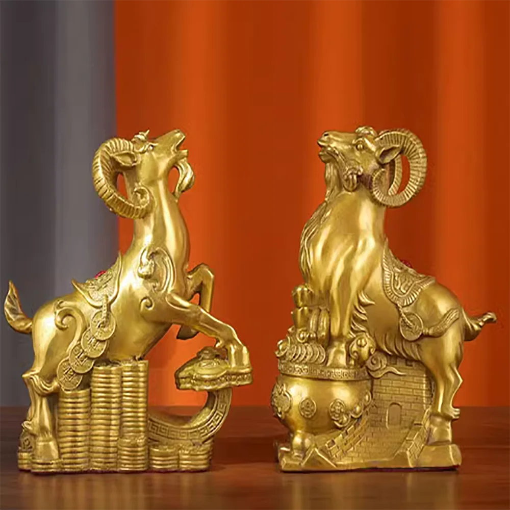 

Pure Copper Treasure Bowl for Sheep, Three Sheep, Kai Tai Zodiac, Sheep, Zhao Cai, Sheep Living Room Decoration Crafts