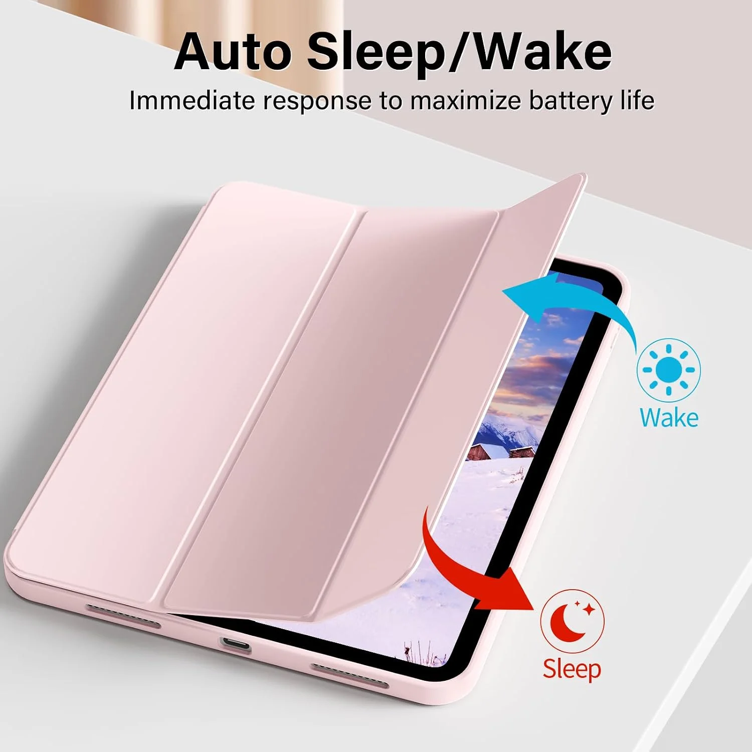 Premium Faux Leather Tri-Fold Tablet Case with Auto Sleep/Wake Functionality