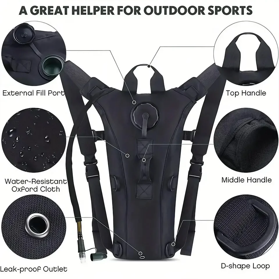 pengkunmaoqian Zaino tattico Molle Hydration Pack con vescica d'Acqua in TPU da 3 Litri, Zaino Militare per Ciclismo, Escursionismo, Corsa, Arrampicata, Caccia, Bicicletta,B