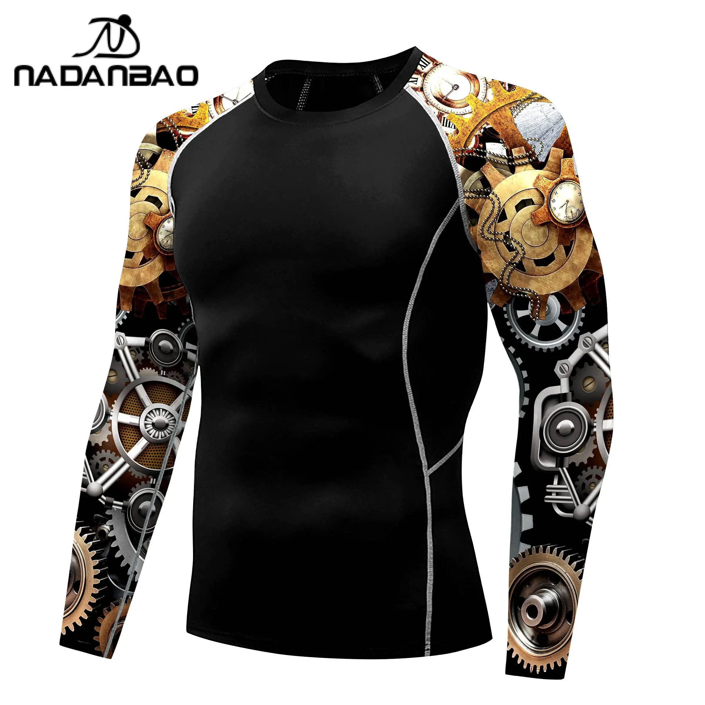 Nadanbao Men Fashion Surfing Wetsuit quick drying fitness swimsuits T-Shirt beach party swimwear surfing beachwear top clothes