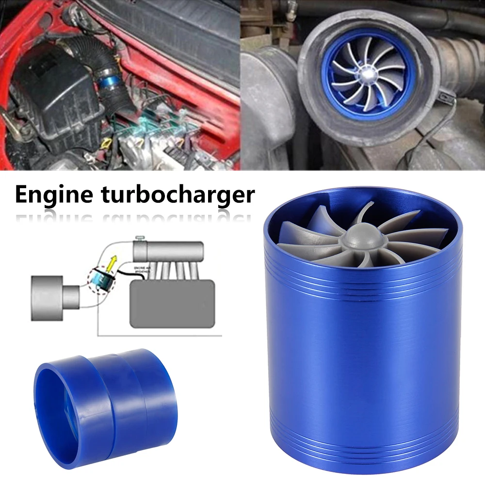 Fuel Saver Turbine Charger Air Intake Fuel Saver Dual Fan Supercharger Power Air Intake Turbonator Fan for Car Truck turbocharger parts car supercharger
