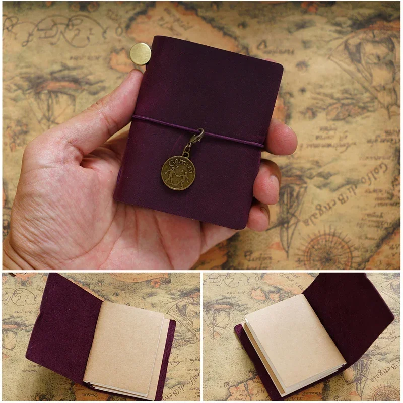 Fromthenon Traveler's Notebook Mini Loose-leaf Notebook Top Layer Leather Pocket Planner Notebooks for Students Stationery 3