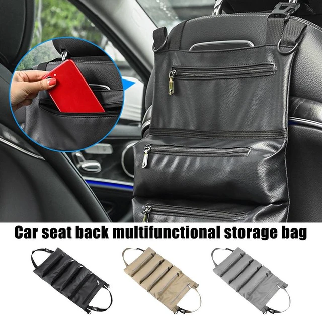 Car Seat Back Storage Bag Multifunctional Auto Leather Seat