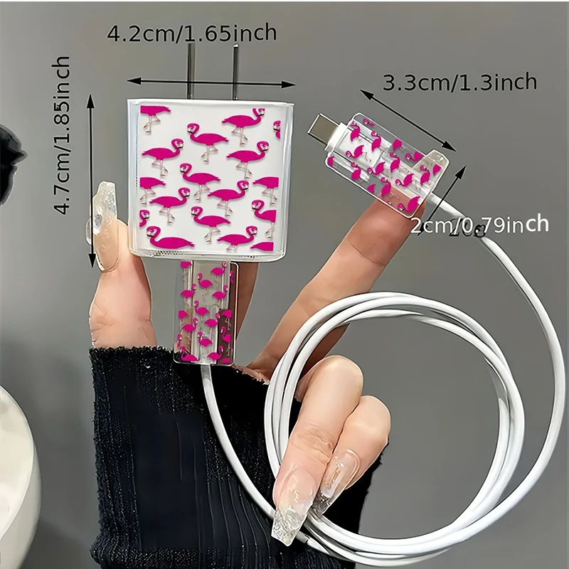Cute Parrot Pattern Charger Protective Cover, Suitable for iPhone Models 12 13 14 15 16 Supports 18W 20W Fast Charging, 3Pcs Set