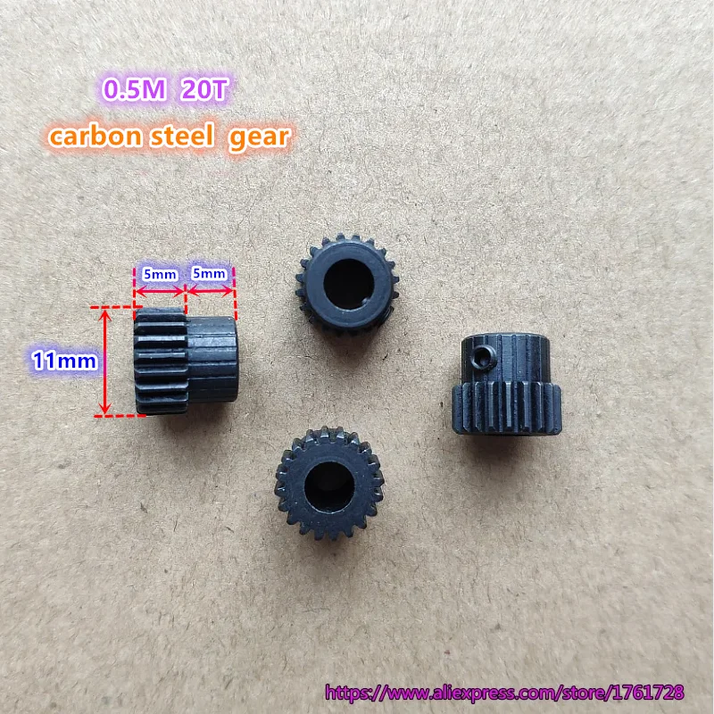 Motor Gear Transmission Gear Electric Bike Gear Cassette Deck Tape Gear Electric Chain Saw Gear 1piece Diameter 11mm 0.5modulus 20 teeth carbon steel gear 0.5M 20T main shaft metal gear bore diameter 3mm 3.175mm 4mm 5mm~