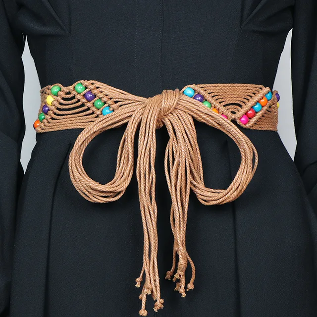 Tassel Belt Weave Belt Ladies Women Woven Tassel Belt Braided