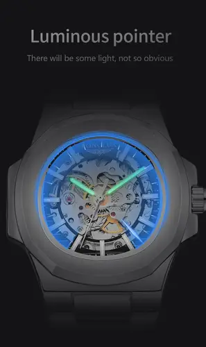 LONGLUX Men automatic mechanical watch luxury watches waterproof skeleton business cheap wholesale stainless steel gift watch - Image 4