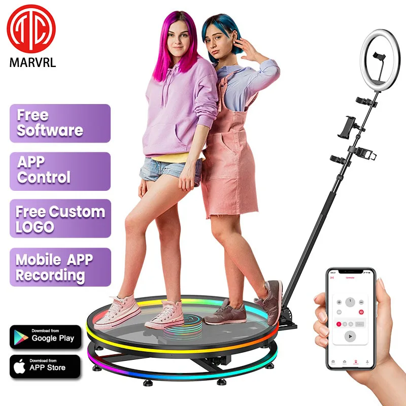 MWE 360 사진 부스 기계, 360 스핀 카메라 부스, 사진 조명, 소프트웨어 로고, 자동 사용자 정의 파티