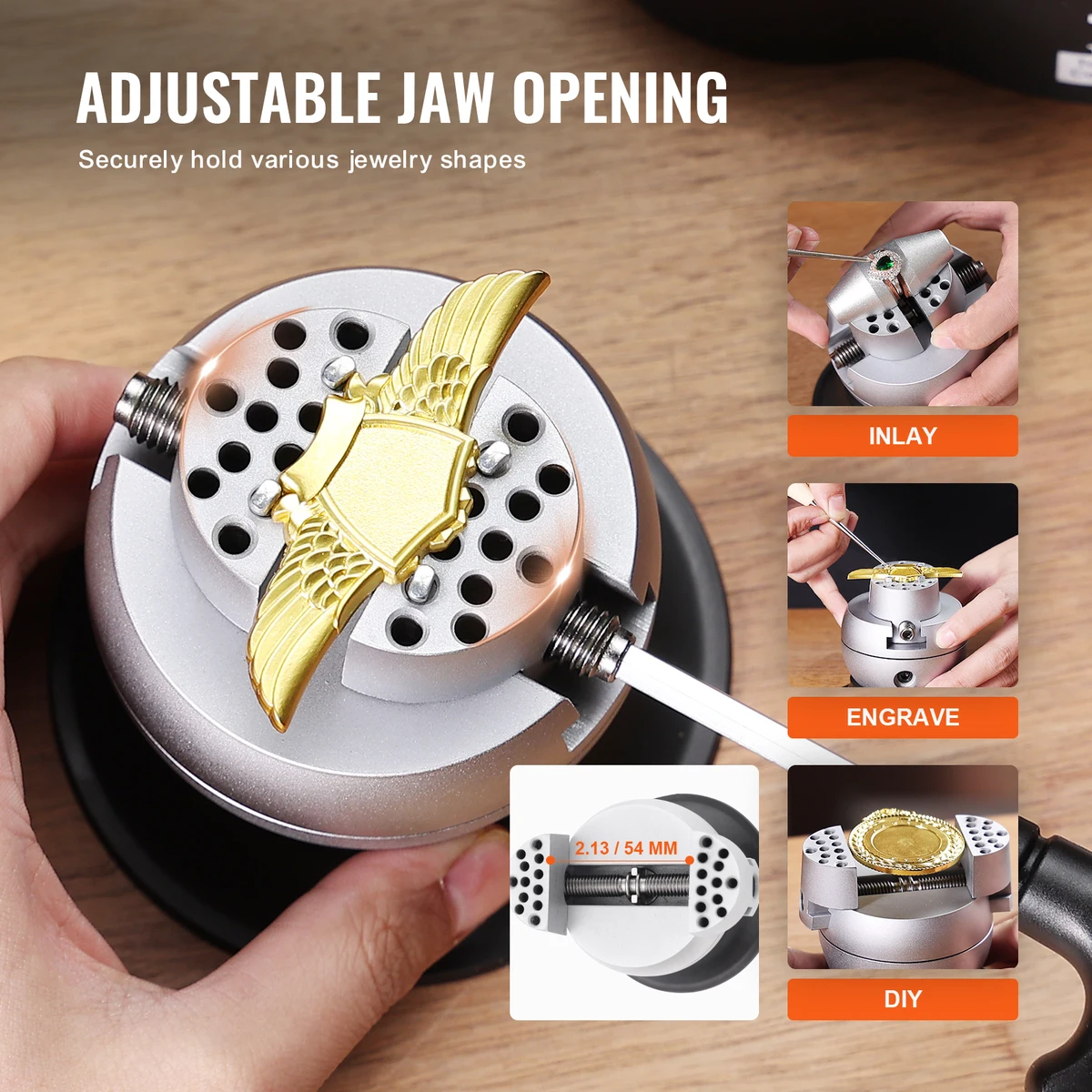 SucceBuy Ball Vise 3" 5"  Engraving Setting Tool Standard Rotation Engraving Block Vise Attachment Jewelry Engraving Block Tools — view 6