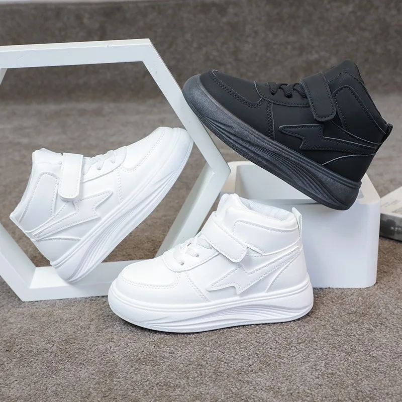 Children's Sneakers Autumn Winter Boys Sport Shoes Girls Warm Cotton Lined Casual Shoes White Student Teen Running Flats