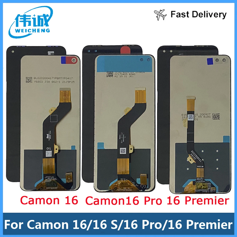 

For Tecno Camon 16 Pro CE8 LCD Display With Touch Screen Assembly Digitizer Replacement LCD Camon16 CE7 Camon 16 Premier CE9 lcd