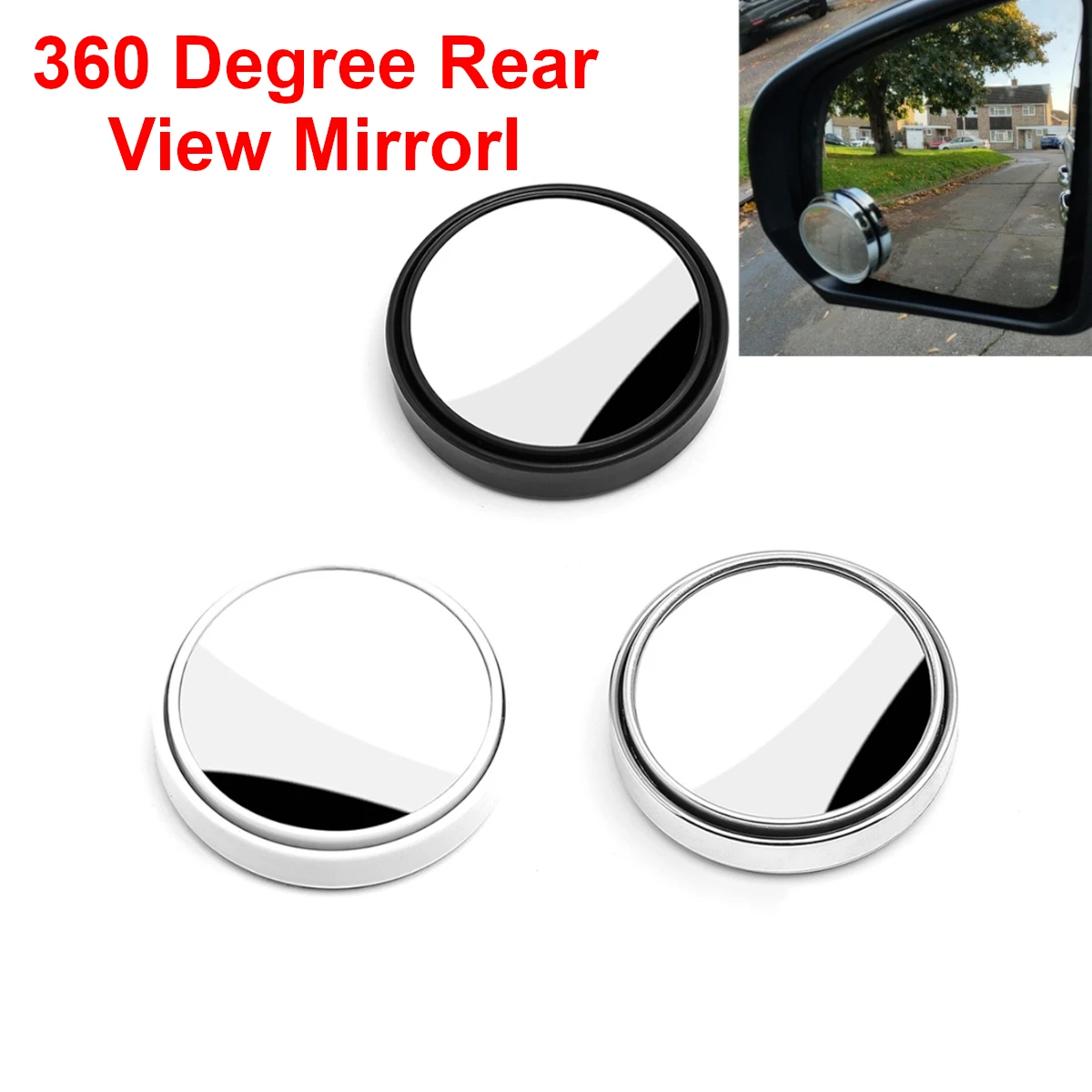 

360 Degree Wide Angle Adjustable HD Auxiliary Convex Mirror Round Car Rearview Blind Spot Mirror Glass Lens Reflector