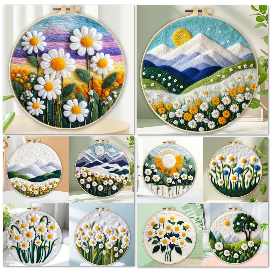 GATYZTORY Needle Felting Painting Kits Felt Painting Flower Kit Funny Wool Needle Felt Set For Beginners Used For Home Decor wool felting kit needle felt kit