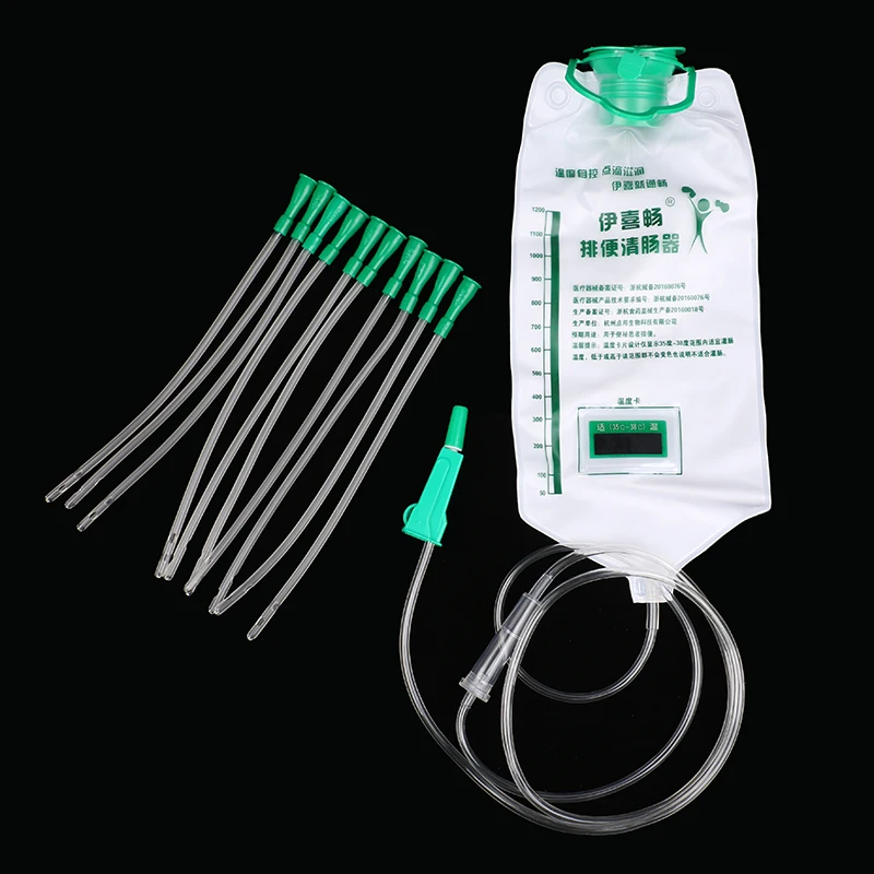 1200ML Home Enema Intestinal Flushing Bags Spa Coffee Enema Bag With 10pcs Tube Bowel Detoxification Colon Hydrotherapy Device for Enema Flushing Bag