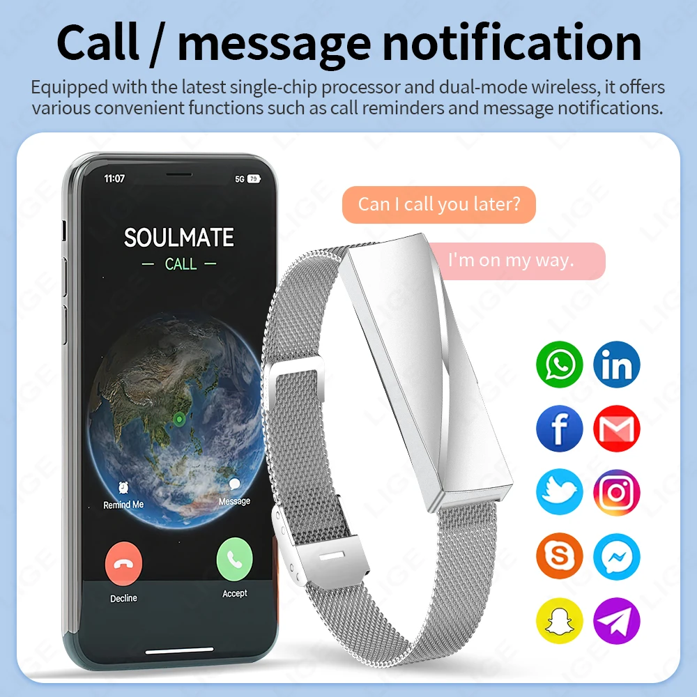 LIGE Smart Bracelet Heart Rate Blood Oxygen HRV Monitor Pedometer Sports Fitness Tracker For Women Men No Screen Smartwatch 2025