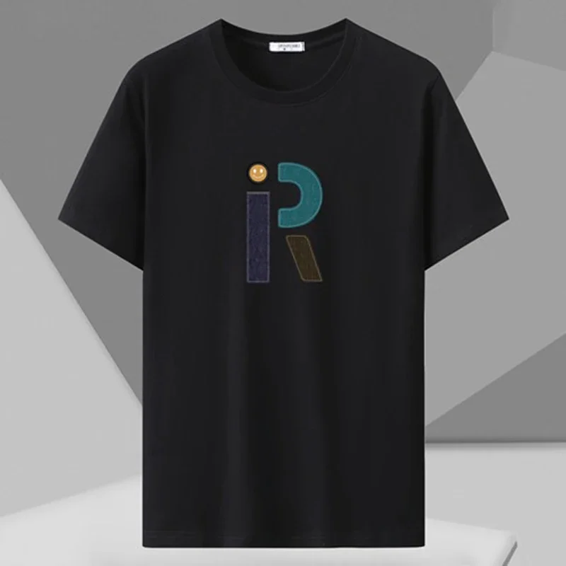 Bedrucktes Herren-T-Shirt in Übergröße, schwarze T-Shirts, 110–180 kg, 5XL, 6XL, 7XL, 100 % reine Baumwolle, lockere, übergroße Oberteile, große Herrenbekleidung – Detail 11