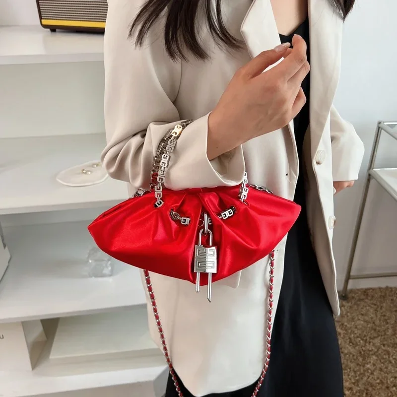 

Bag Purse Messenger Shape Luxury Bag Crossbody Handbag Shoulder Handbag Silk And Totes Chain Folds Dumpling Designer Ladies Bags