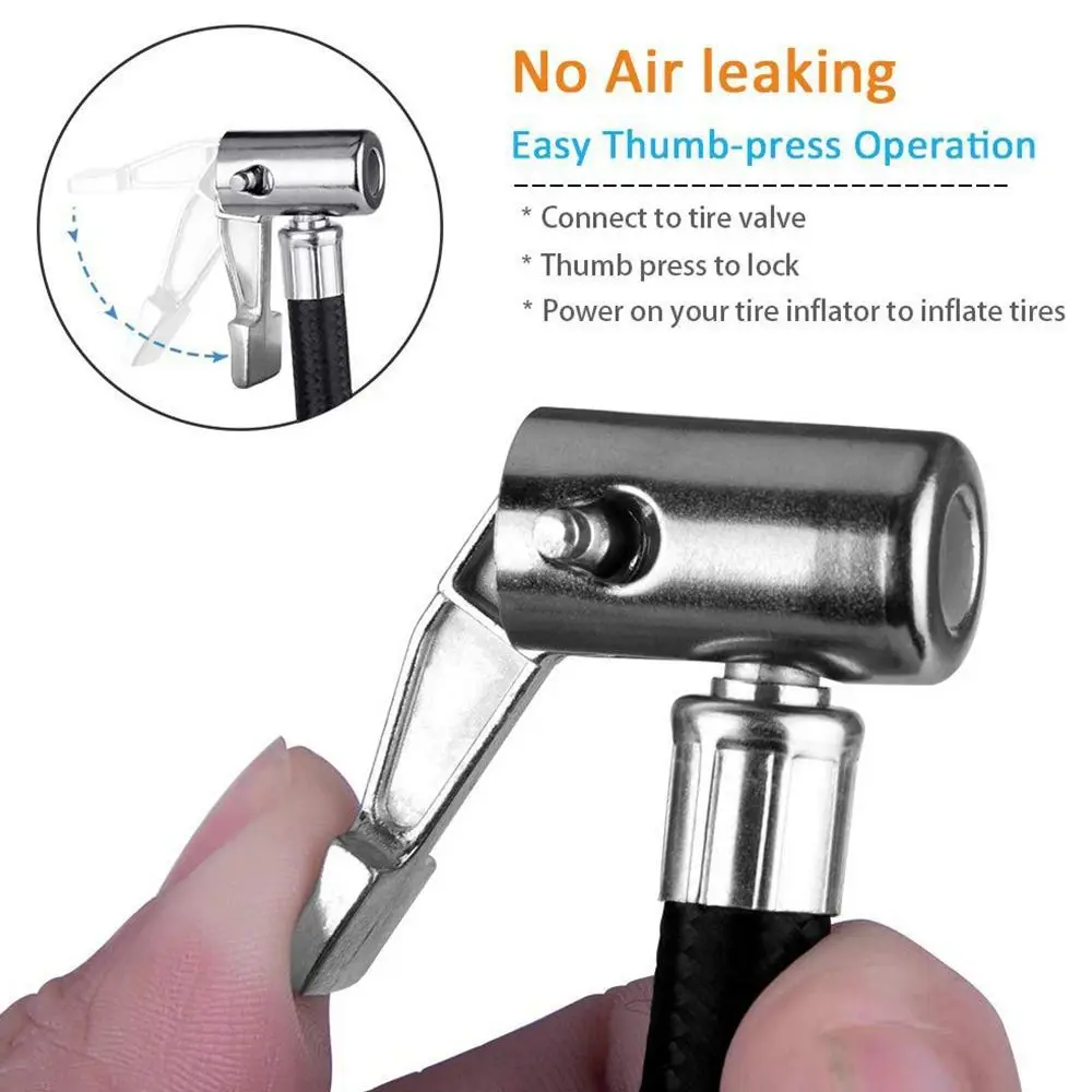 Locking Tire Repair Tools Adapter Car Tire Inflator Hose Air Pump Extension Tube Adapter