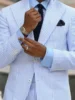 2 Pieces  Casual Men Suits Seersucker Stripe Outfits Custom Wedding Groom Tuxedo Costume Homme Peaked Lapel Jacket+Pants 1