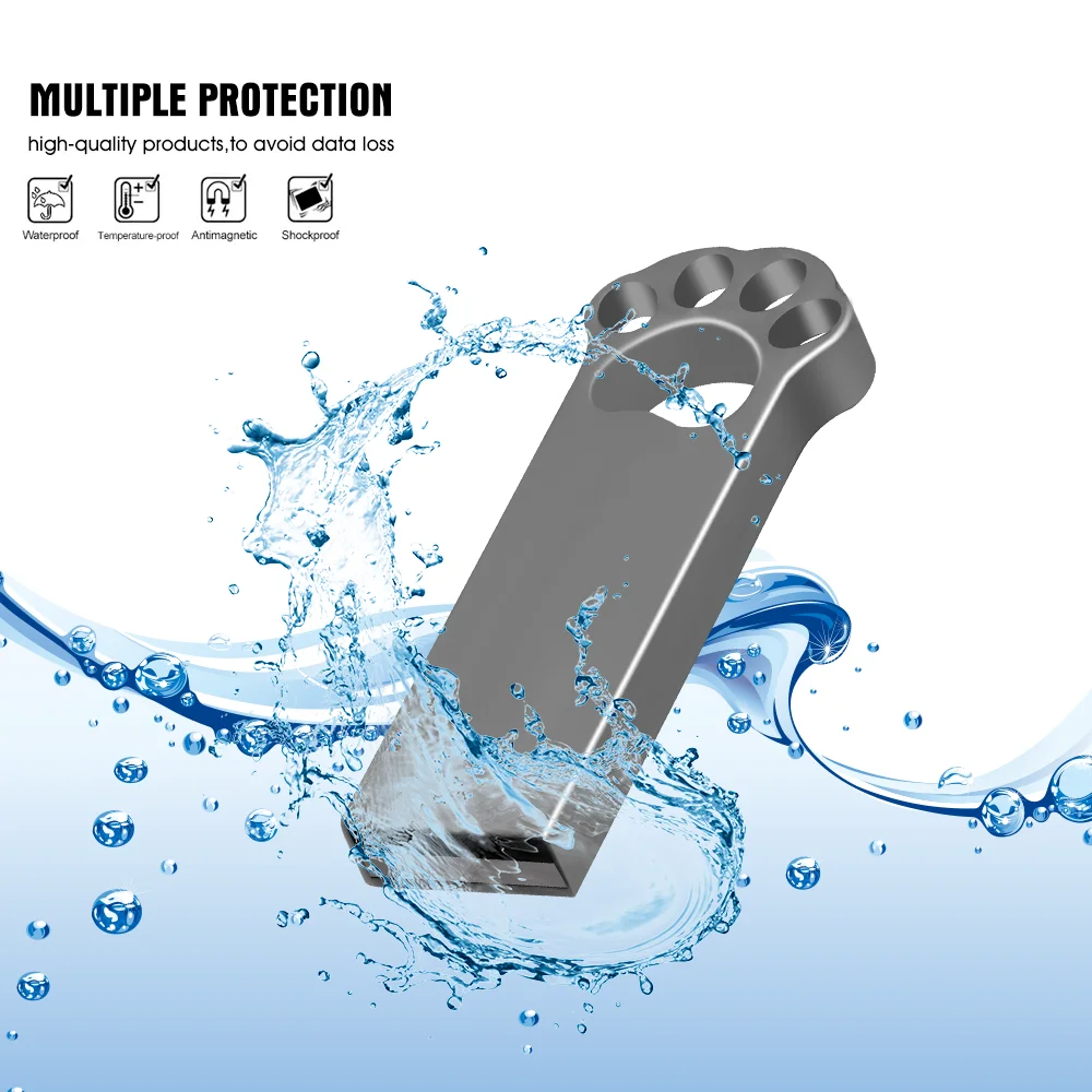 귀여운 고양이 발바닥 USB 플래시 드라이브 - 방수, 대용량, 가볍고, 컴팩트하며 내구성이 뛰어난 휴대용 발바닥 프린트 썸 드라이브 2.0