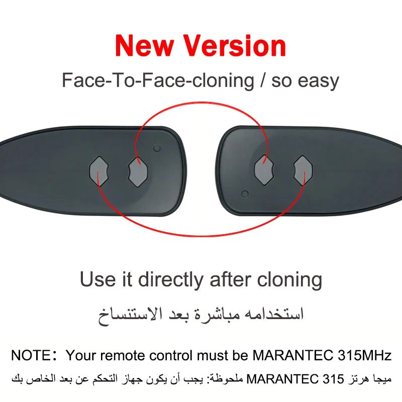 Abridor de porta de garagem, clone, controle remoto, MARANTEC MARTin, 315MHz, M3-2312, M32314, M3-3313, M3-2432, ML-1312V, ML-2312, 100%