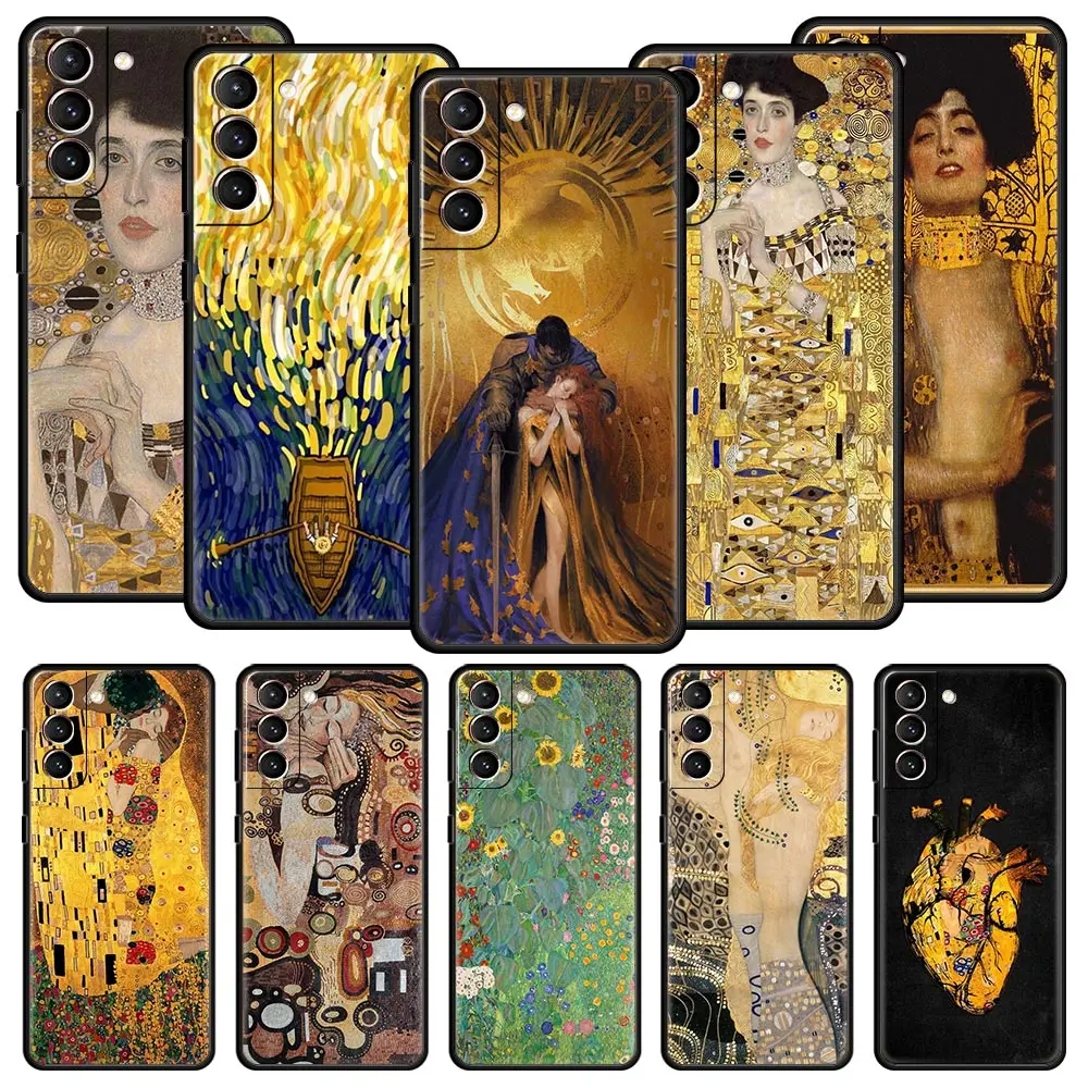 

Gustav Klimt Kiss Art Phone Case For Samsung Galaxy S23 S22 Ultra S20 S21 FE 5G S10 S9 Plus S10E S8 S7 Edge Soft Pattern Cover