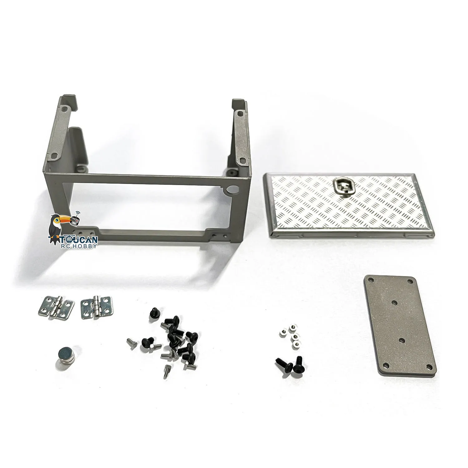 Angle de la boîte à outils LESU pour grue hydraulique 1/14, finition métallique brossée.