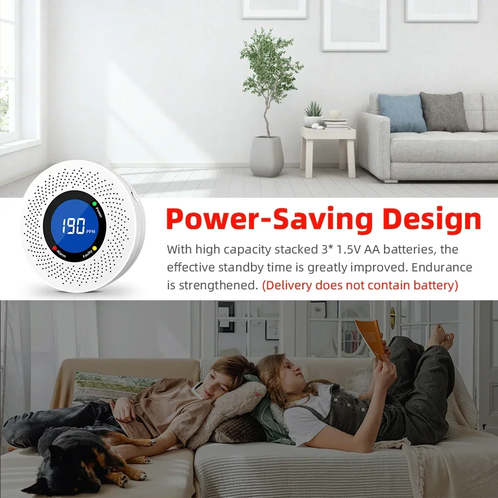 Carbon Monoxide Detectors Powered By Batteries With Digital Display Alarm Sensors Easy To Install Applicable To Home Warehouse