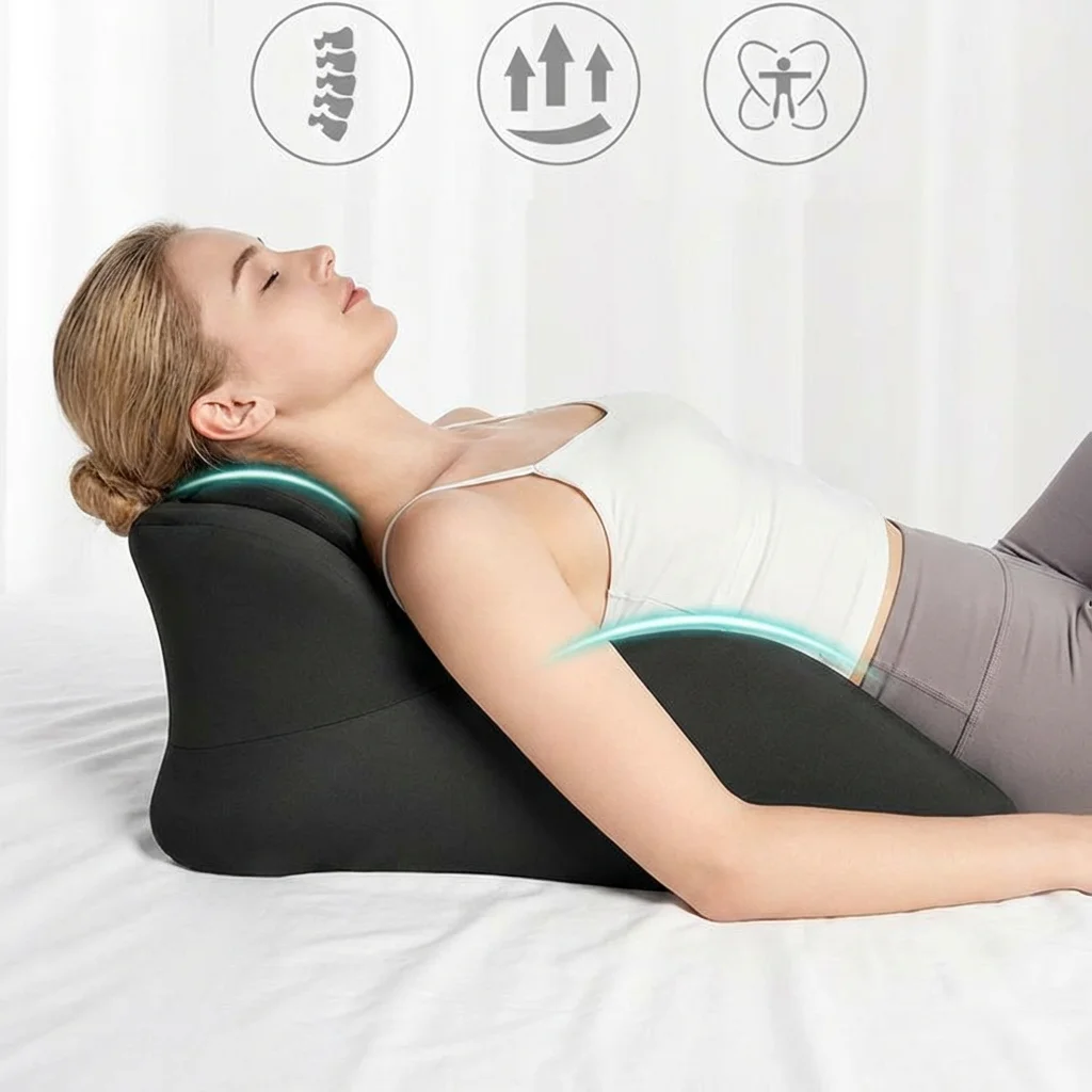 Memory Foam Rest Pillow for Sleeping And Reading - Back Pain Relief Prone Pillow for Comfortable Bedtime Acid Reflux Support