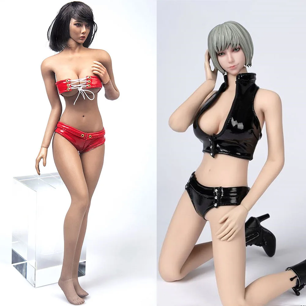 

1/6 Female Soldier Sexy Pu Leather Lingerie Underwear Temptation Push Up Bra Sets Adjustable Straps Bra For 12" Action Figure