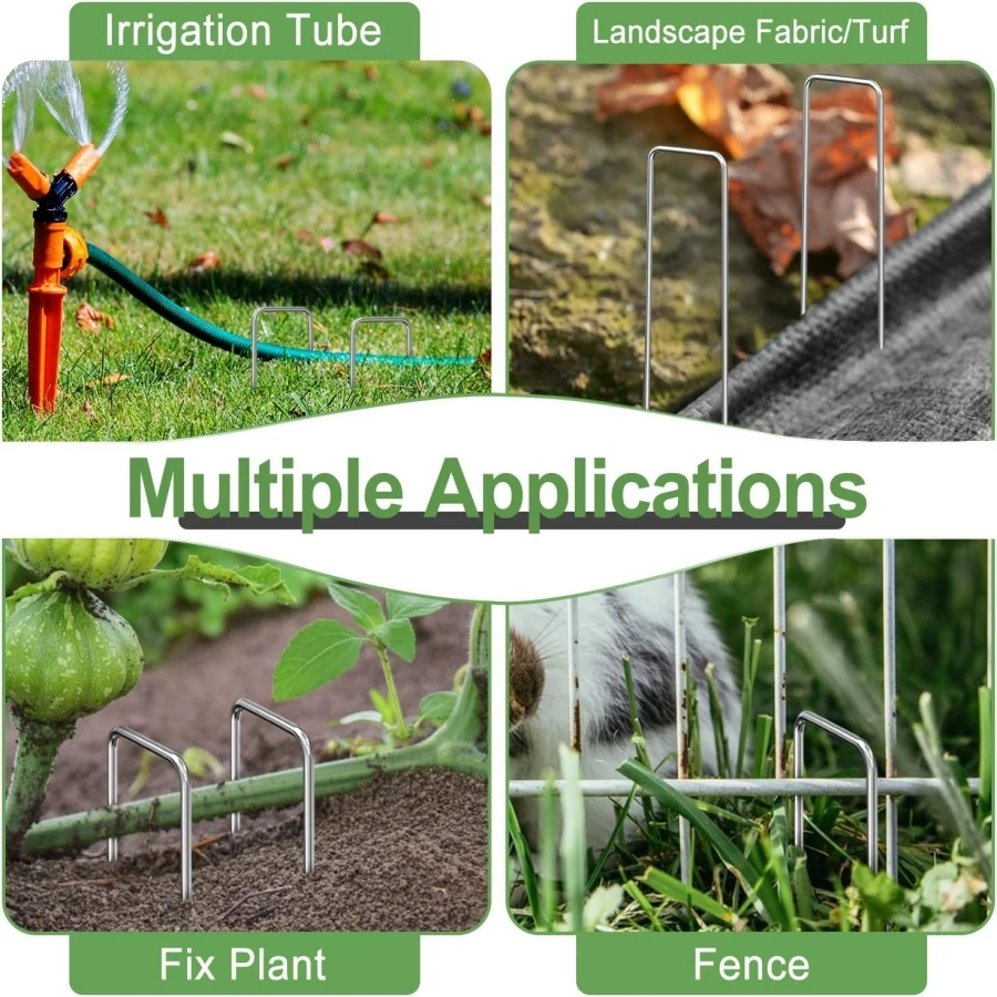 30 Packs Stainless Landscape U-Shaped Staples for Garden Landscaping Fabric Ground Pins Weed Fabric
