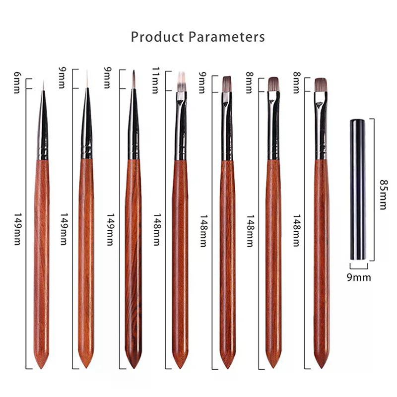 Pennello per pittura gel in legno per nail art per estensione punta gel Accessorio per costruttore acrilico Pennelli per nail art Pennello per unghie gel UV per manicure - immagine 2