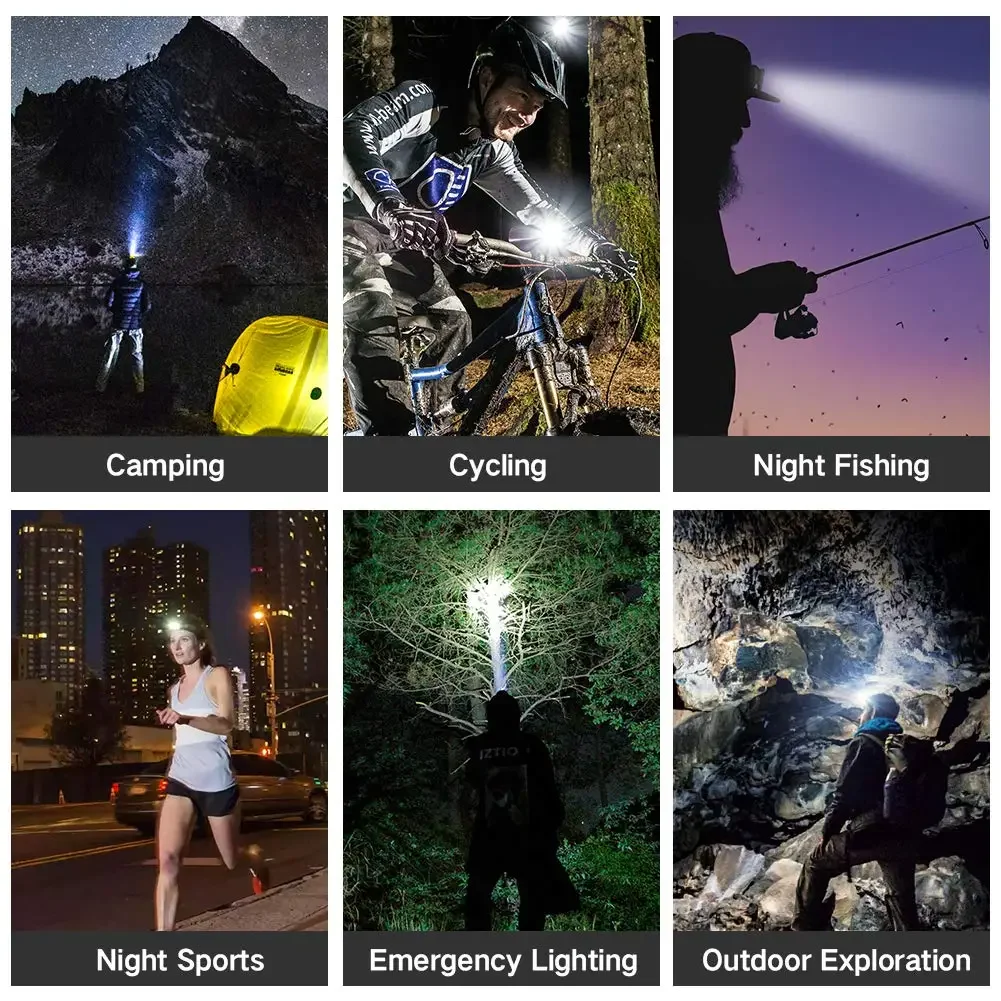 Powerful USB Rechargeable LED Headlamp 7 LED 8 Modes Fishing Headlight Waterproof Camping Torch