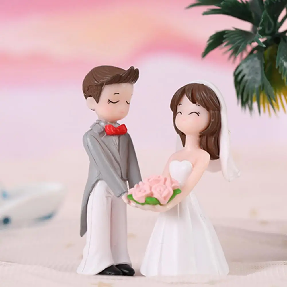 Boy Girl Statue Bright-colored Lovers Figure Unbreakable Adorable Great Chic Bride Groom Lovers Figure ornament crafts miniature figurines miniature couple ornament