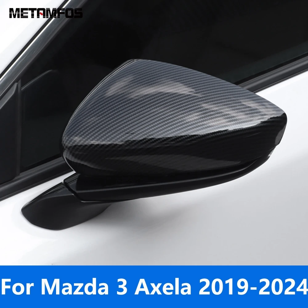 

For Mazda 3 M3 Axela 2019-2023 2024 Rearview Mirror Cover Trim Side Door Mirrors Protector Carbon Fiber Accessories Car Styling