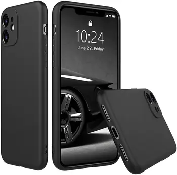 Black Shockproof Silicone TPU Phone Case For Iphone 15 14 13 12 Pro 11 Pro Max X Xs XR 6 6S 7 8 Plus Protective Lens Cover Case