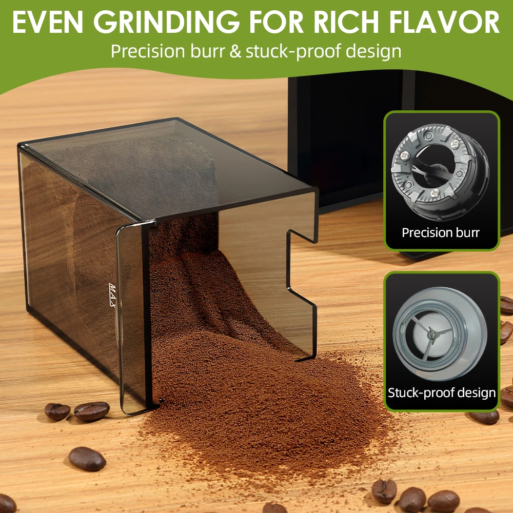 Electric Coffee Grinder Automatic Burr Mill Coffee Bean Grinding with 28 Grind Settings for Espresso French Press 2-12 Cups 4