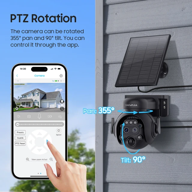 SHIWOJIA 4K 8MP Solar Camera 4G SIM/ WIFI Solar Security Camera 12X ZOOM Color Night Vision Surveillance PIR Monitor PTZ Camera 5