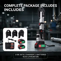 Kit d'outils de sertissage électrique Podofo V15/V22/V28 avec 3 mors de pressage, jeu d'outils pour tuyaux en cuivre, force maximale 64kN, pinces hydrauliques pour plombiers professionnels 6
