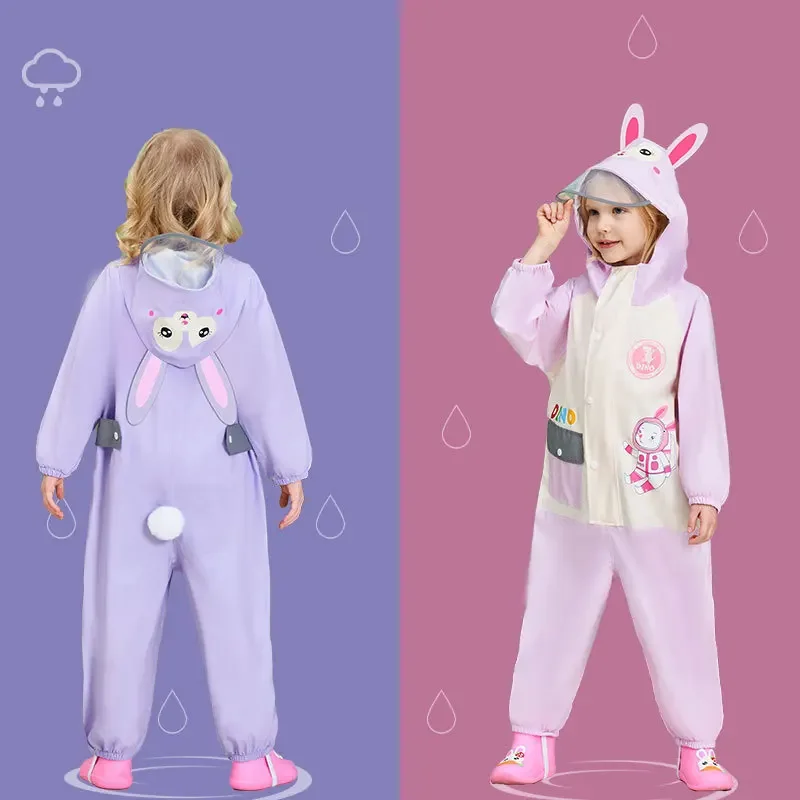 

Children's onesie cartoon rain gear Kindergarten baby boys girls walking raincoat High spring yarns poncho